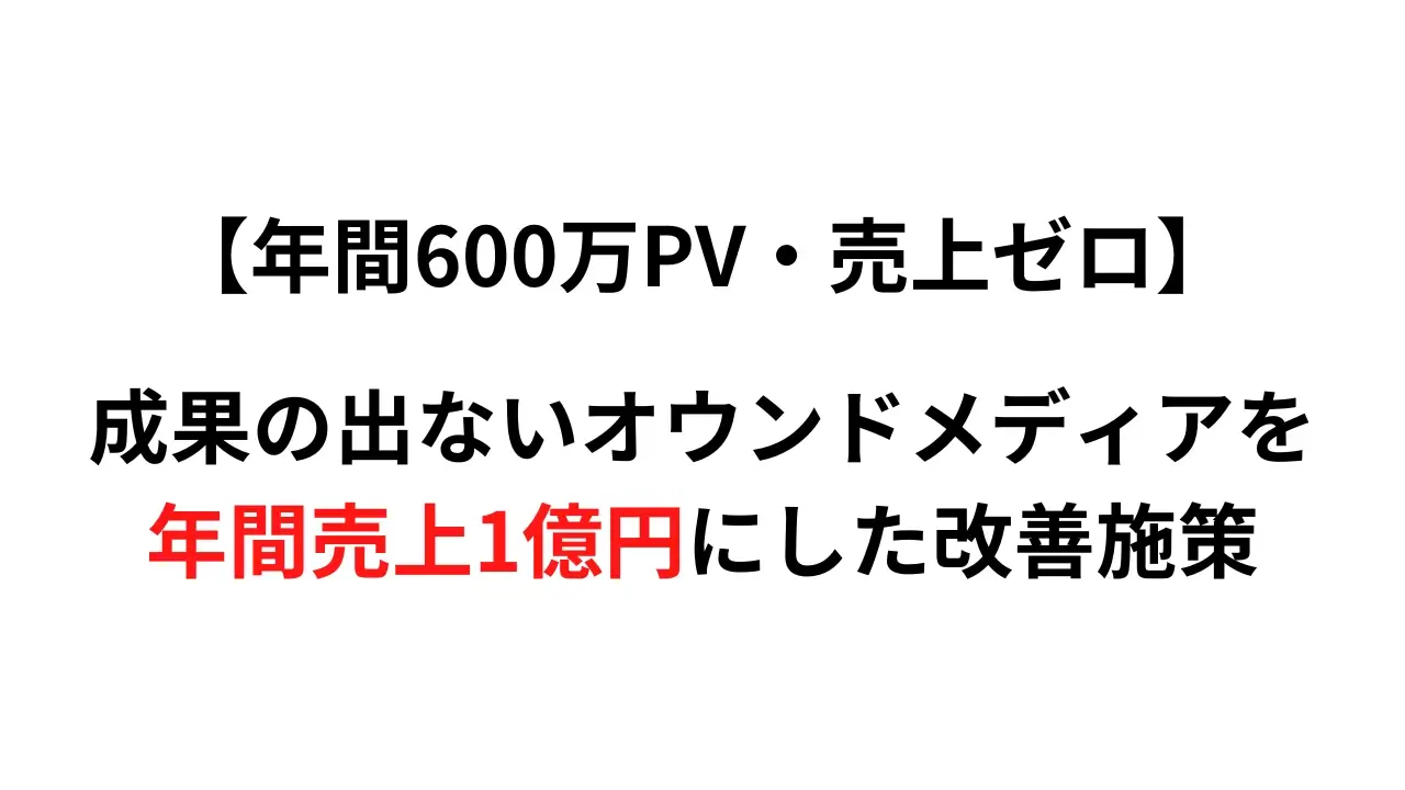 【年間600万PV・売上ゼロ】のオウンドメディアを「年間売上1億円」にした改善施策